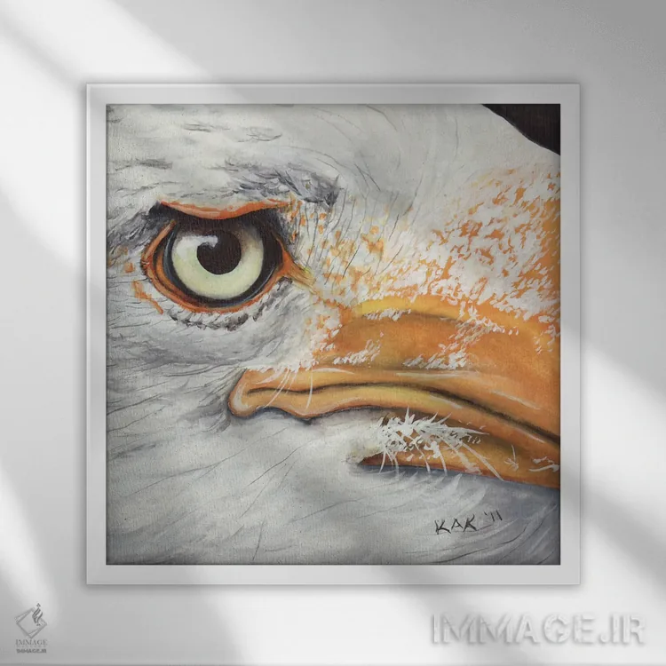 تابلو دکوراتیو عقاب I اثر هنر و طراحی KAK - نمای قابدار سفید