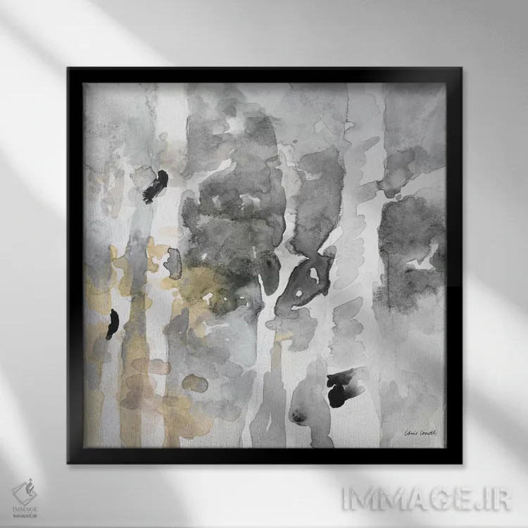 تابلو انتزاعی "تا آسمان های شمالی خاکستری II" اثر لینی لورث - نمای قابدار مشکی