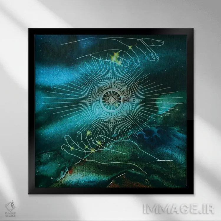 تابلو دکوراتیو جهان هستی اثر کارلی پرولد - نمای قابدار مشکی