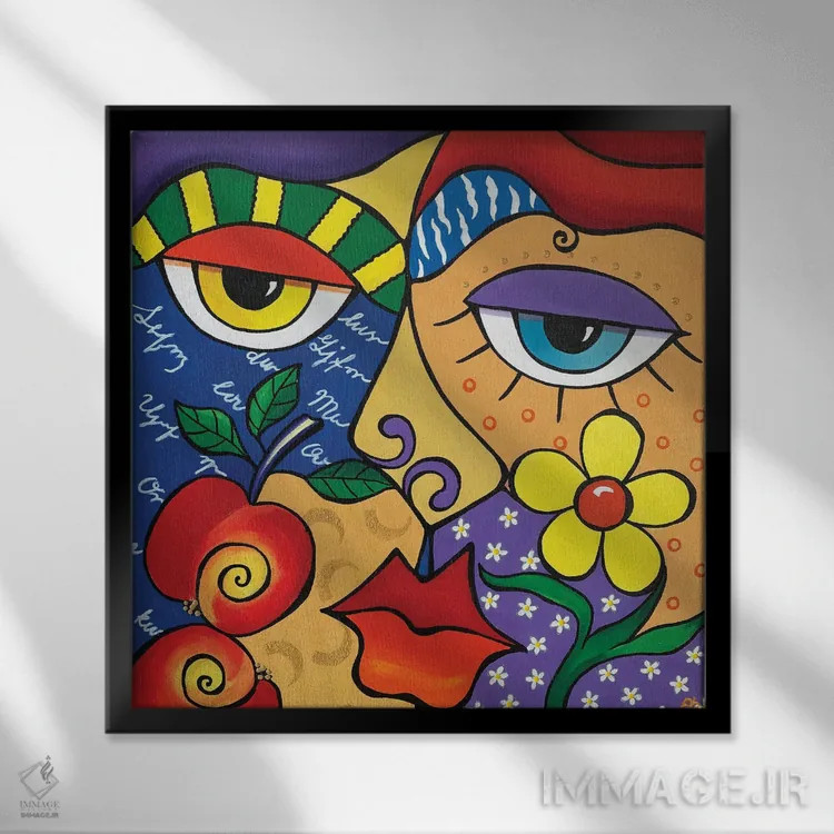 تابلو مدرن بوسه اثر لنا اسمیرنوا - نمای قابدار مشکی