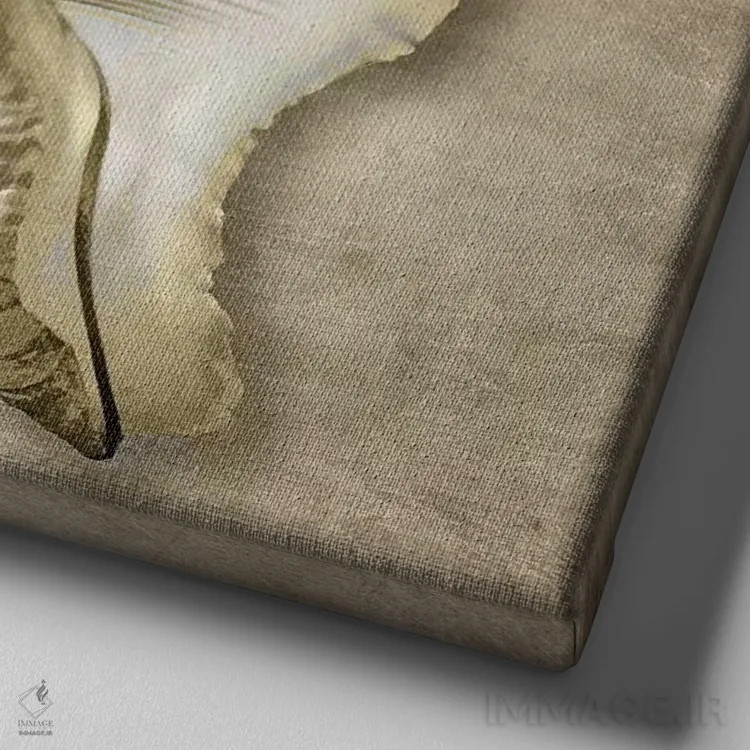 تابلو دکوراتیو موجودات دریایی طلایی III اثر کارولین کلی - نمای نزدیک بافت بوم