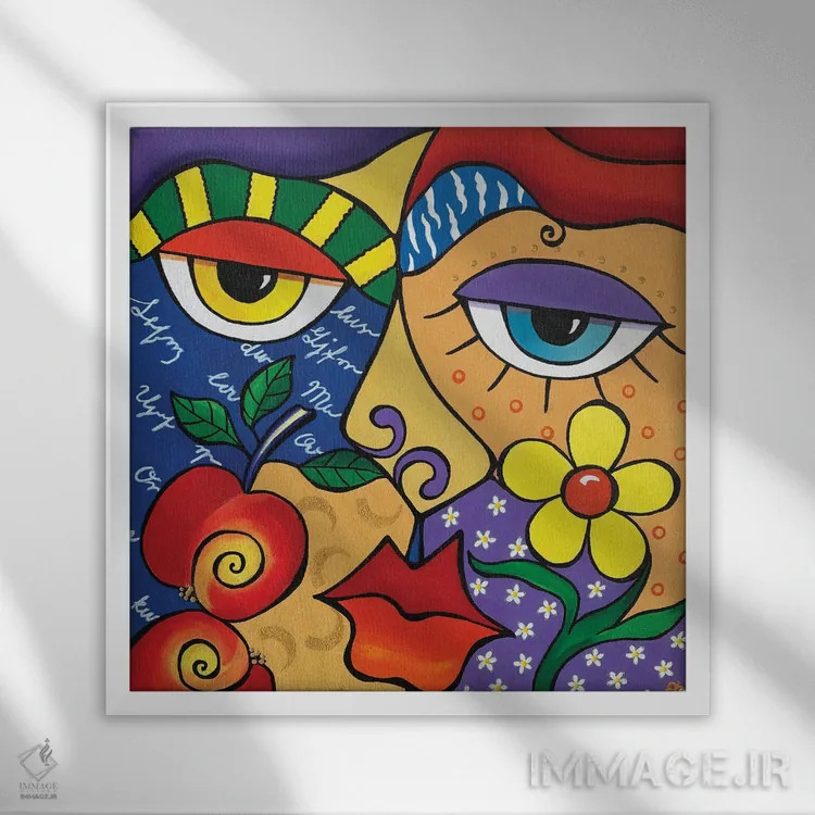 تابلو مدرن بوسه اثر لنا اسمیرنوا - نمای قابدار سفید