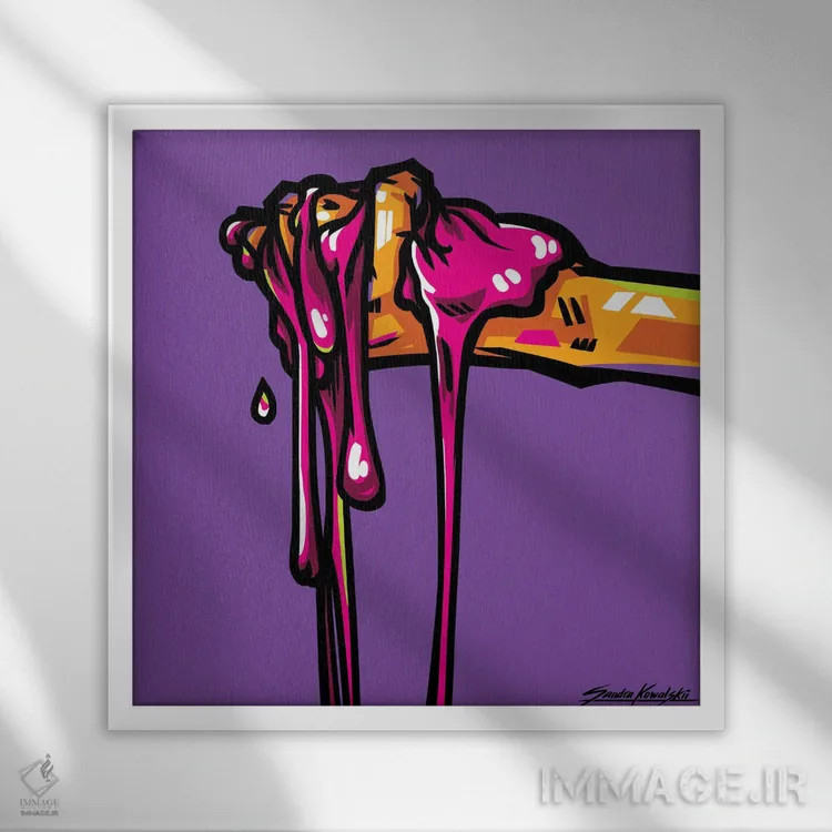 تابلو دکوراتیو آدامس اثر ساندرا کوالسکی - نمای قابدار سفید