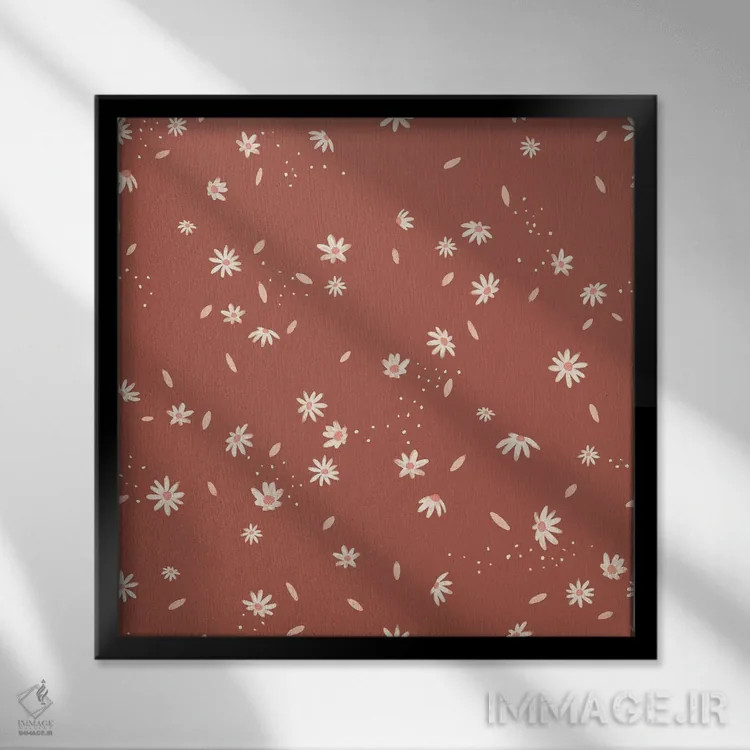 تابلو دکوراتیو گل مروارید ساده سفالی اثر جیل لابینیک - نمای قابدار مشکی