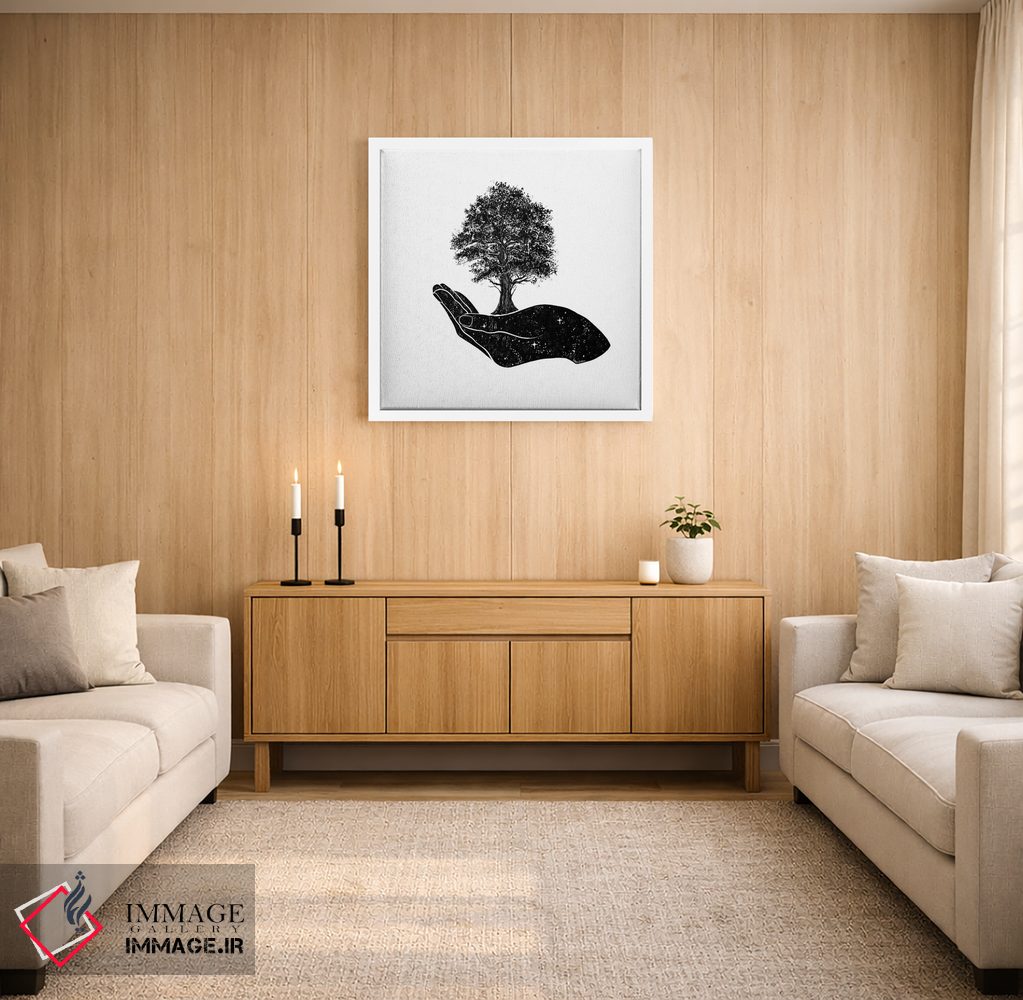 تابلو دکوراتیو درخت در دست اثر کاری سلون - D1W
