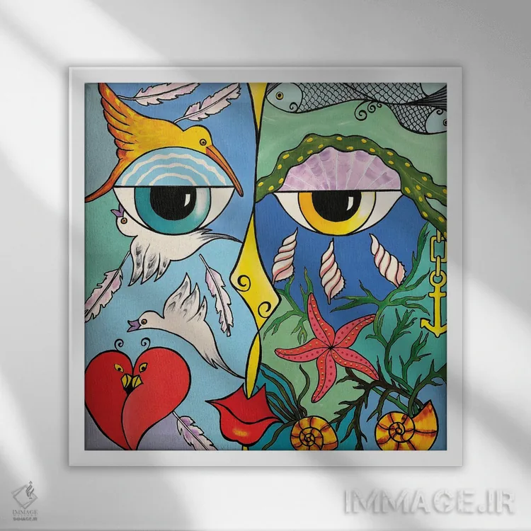 تابلو مدرن بوسه اثر لنا اسمیرنوا - نمای قابدار سفید