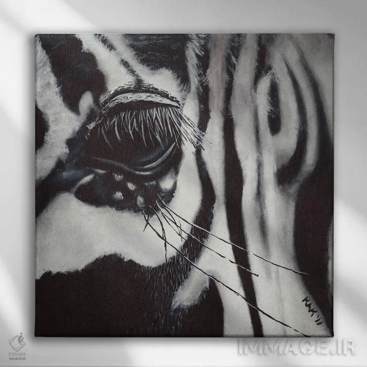 تابلو دکوراتیو چشم گورخر اثر هنر و طراحی KAK - نمای روبهرو روی دیوار