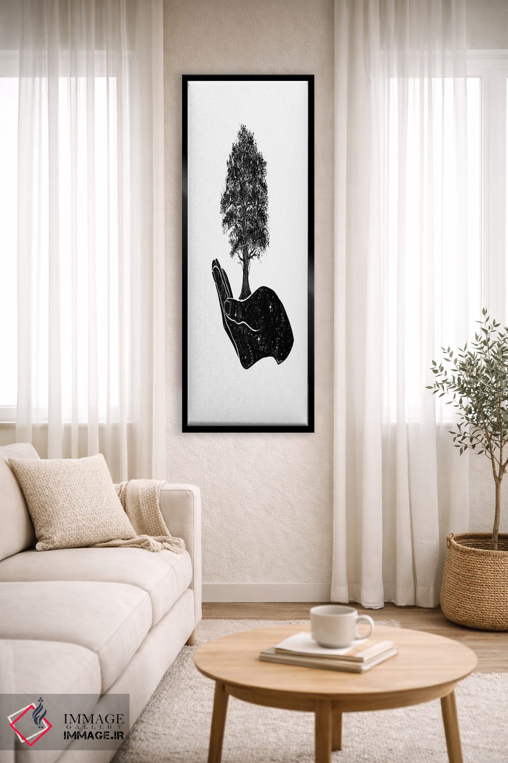 تابلو دکوراتیو درخت در دست اثر کاری سلون - D3B