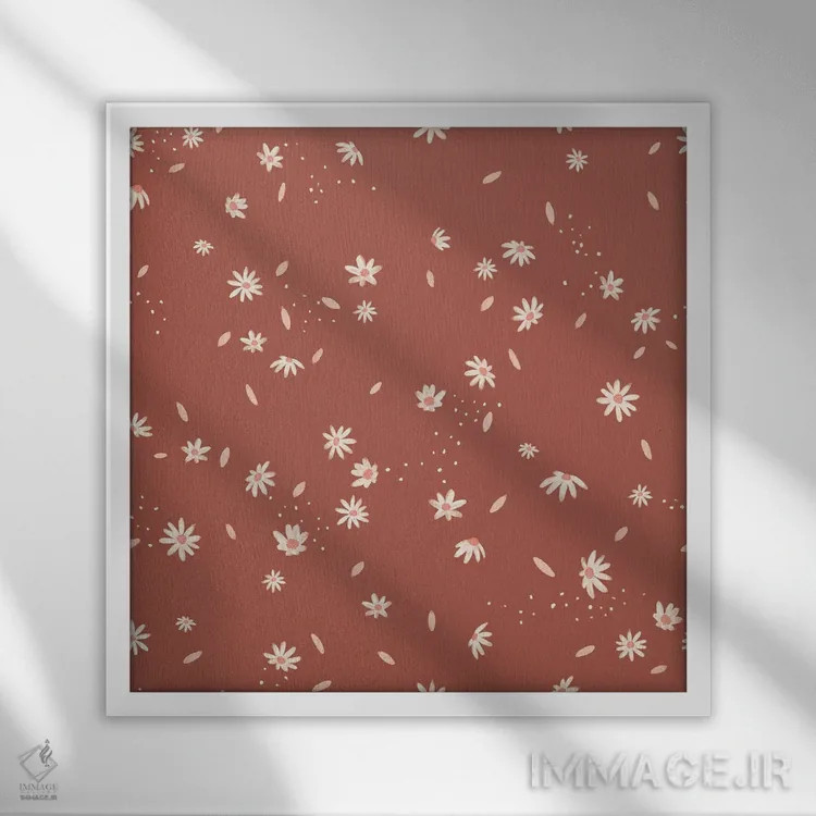 تابلو دکوراتیو گل مروارید ساده سفالی اثر جیل لابینیک - نمای قابدار سفید