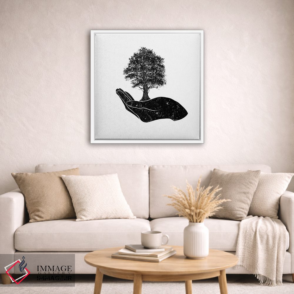 تابلو دکوراتیو درخت در دست اثر کاری سلون - D2W