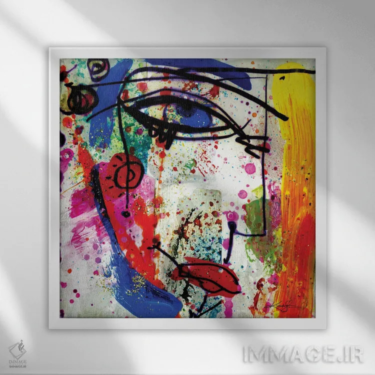 تابلو دکوراتیو چهره فانتزی تکنیک ترکیبی XVIII اثر کتی مورتون استنیون - نمای قابدار سفید