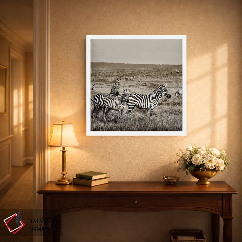 تابلو دکوراتیو خانواده متحد گورخرها اثر کلاوس تیدگه - D4W