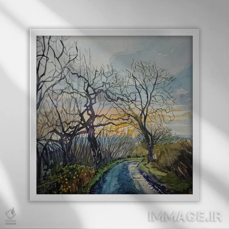 تابلو دکوراتیو کوچه زمستانی اثر لویزا میلیسنت - نمای قابدار سفید