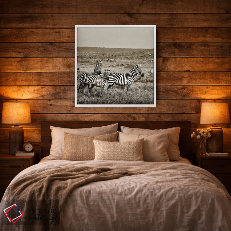 تابلو دکوراتیو خانواده متحد گورخرها اثر کلاوس تیدگه - D3W