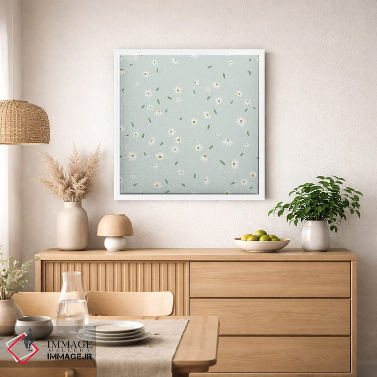 تابلو دکوراتیو گل مروارید ساده نعناعی اثر جیل لابینیک - D1W
