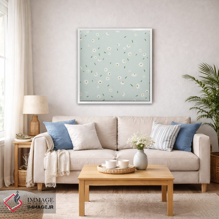 تابلو دکوراتیو گل مروارید ساده نعناعی اثر جیل لابینیک - D5W