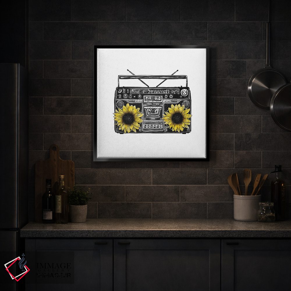 تابلو دکوراتیو استریوی آفتابگردانی اثر کاری سلون - D4B