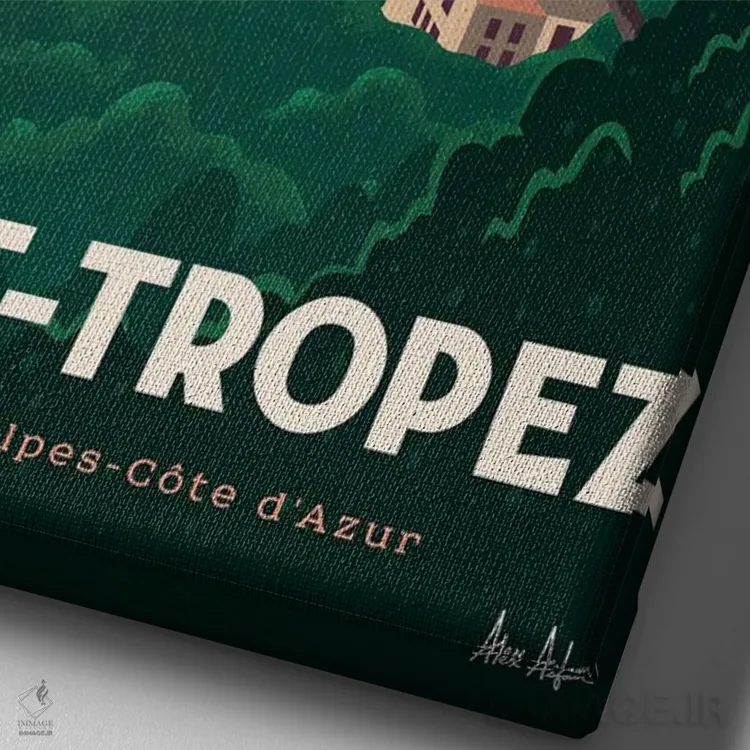 تابلو دکوراتیو سن تروپه اثر ایدیااستورم استودیوز - نمای نزدیک بافت بوم