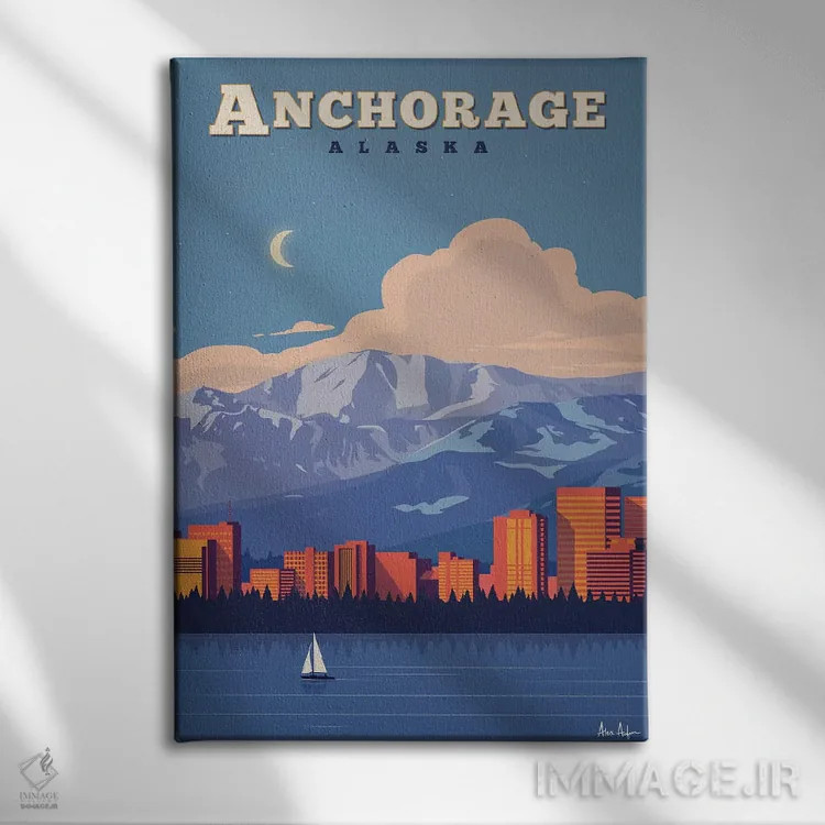 تابلو دکوراتیو انکوریج اثر ایدیااستورم استودیوز - نمای روبهرو روی دیوار