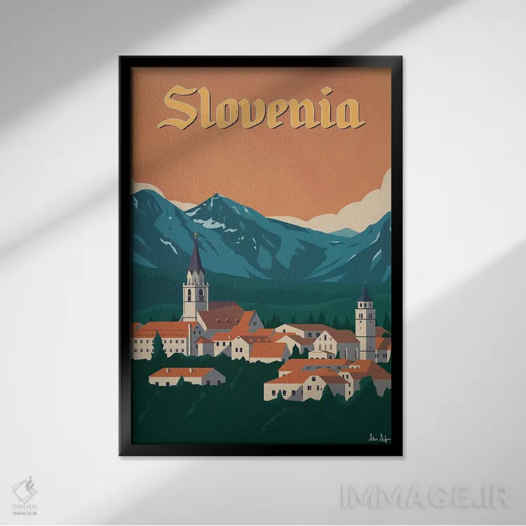 تابلو دکوراتیو اسلوونی اثر ایدیااستورم استودیوز - نمای قابدار مشکی