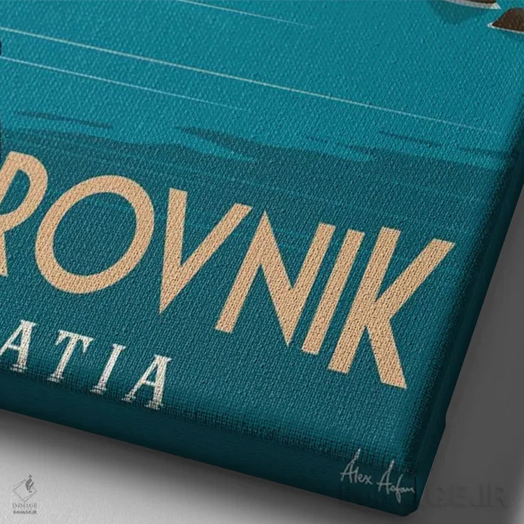 تابلو دکوراتیو دوبروونیک اثر ایدیااستورم استودیوز - نمای نزدیک بافت بوم