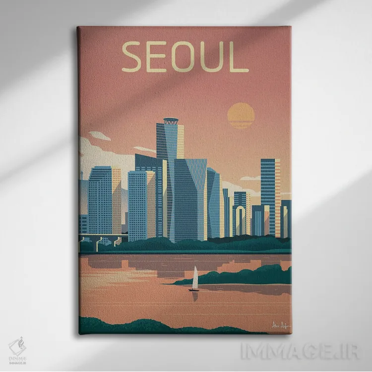 تابلو دکوراتیو سئول اثر ایدیااستورم استودیوز - نمای روبهرو روی دیوار
