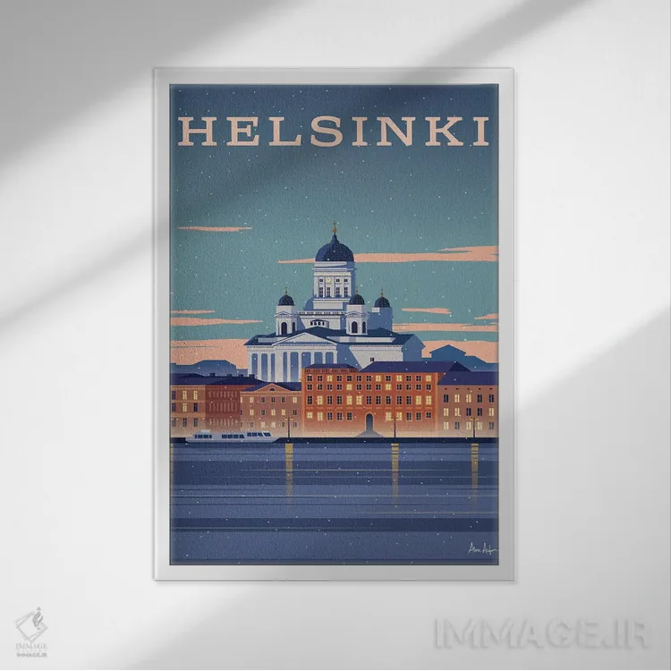 تابلو دکوراتیو هلسینکی اثر ایدیااستورم استودیوز - نمای قابدار سفید
