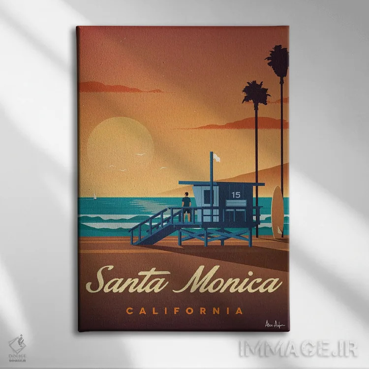 تابلو دکوراتیو سانتا مونیکا اثر ایدیااستورم استودیوز - نمای روبهرو روی دیوار