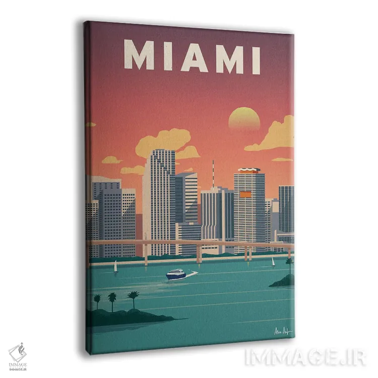 تابلو دکوراتیو مرکز شهر میامی اثر ایدیااستورم استودیوز - نمای پرسپکتیو محصول