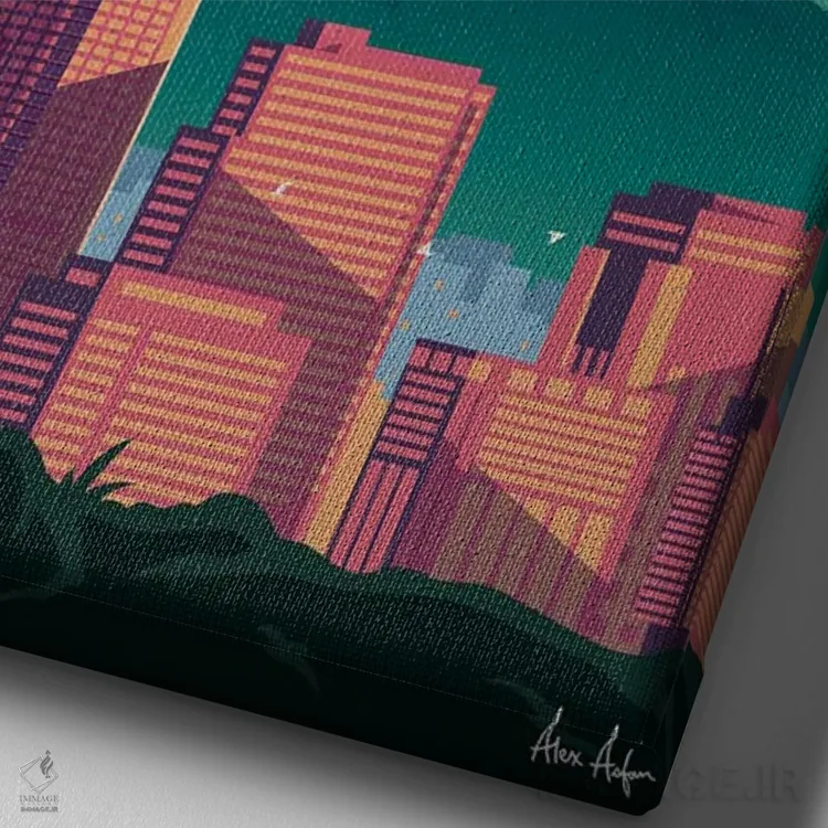 تابلو دکوراتیو سانتیاگو اثر ایدیااستورم استودیوز - نمای نزدیک بافت بوم