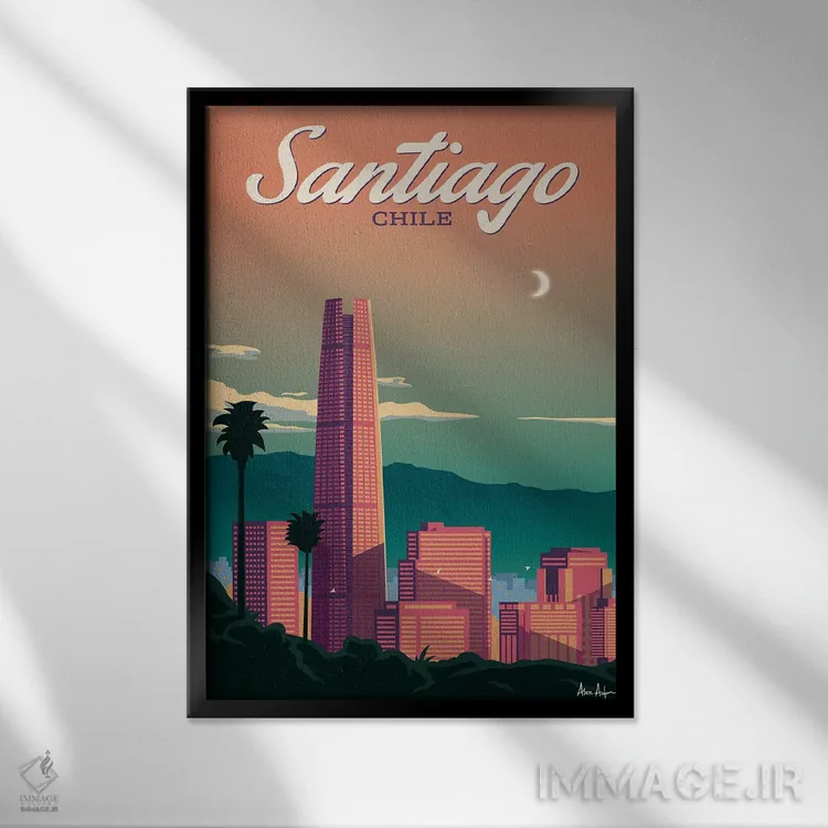 تابلو دکوراتیو سانتیاگو اثر ایدیااستورم استودیوز - نمای قابدار مشکی