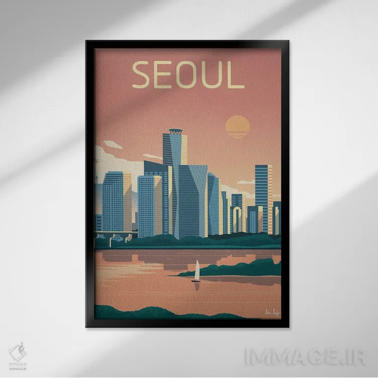 تابلو دکوراتیو سئول اثر ایدیااستورم استودیوز - نمای قابدار مشکی