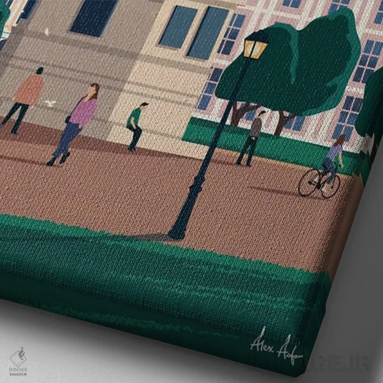 تابلو دکوراتیو وین اثر ایدیااستورم استودیوز - نمای نزدیک بافت بوم