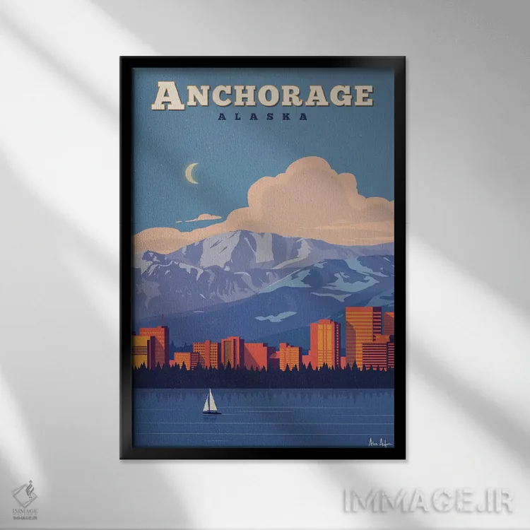 تابلو دکوراتیو انکوریج اثر ایدیااستورم استودیوز - نمای قابدار مشکی