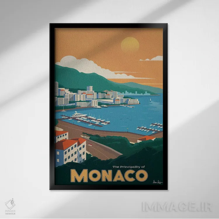 تابلو دکوراتیو موناکو اثر ایدیااستورم استودیوز - نمای قابدار مشکی