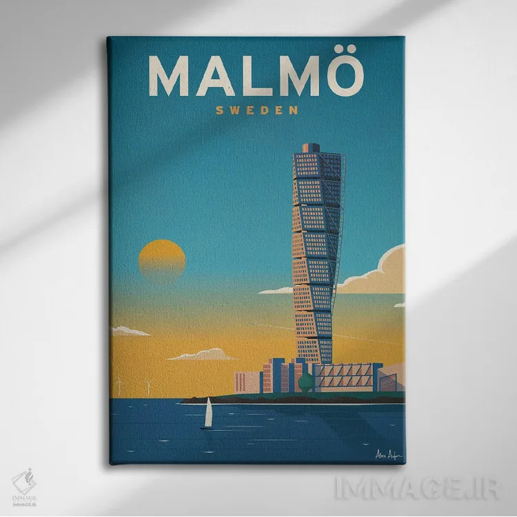 تابلو دکوراتیو مالمو اثر ایدیااستورم استودیوز - نمای روبهرو روی دیوار