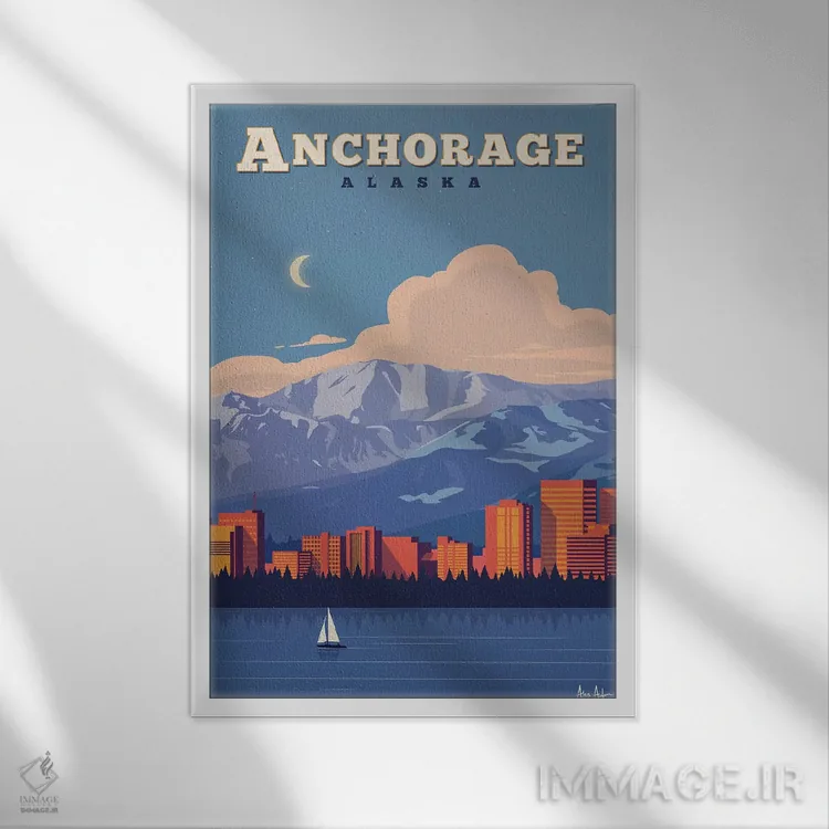 تابلو دکوراتیو انکوریج اثر ایدیااستورم استودیوز - نمای قابدار سفید