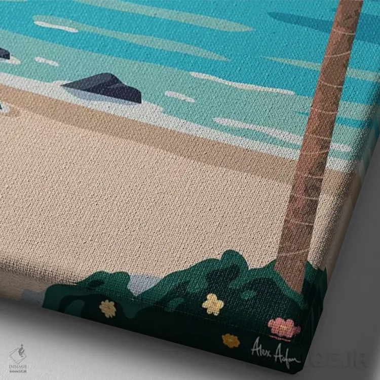 تابلو دکوراتیو ساحل سفایر اثر ایدیااستورم استودیوز - نمای نزدیک بافت بوم