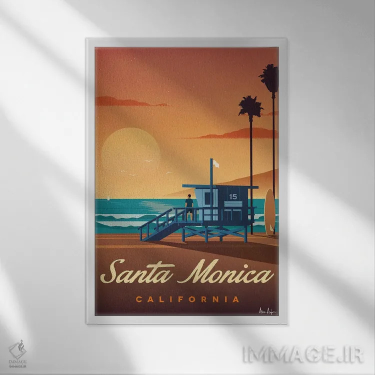 تابلو دکوراتیو سانتا مونیکا اثر ایدیااستورم استودیوز - نمای قابدار سفید