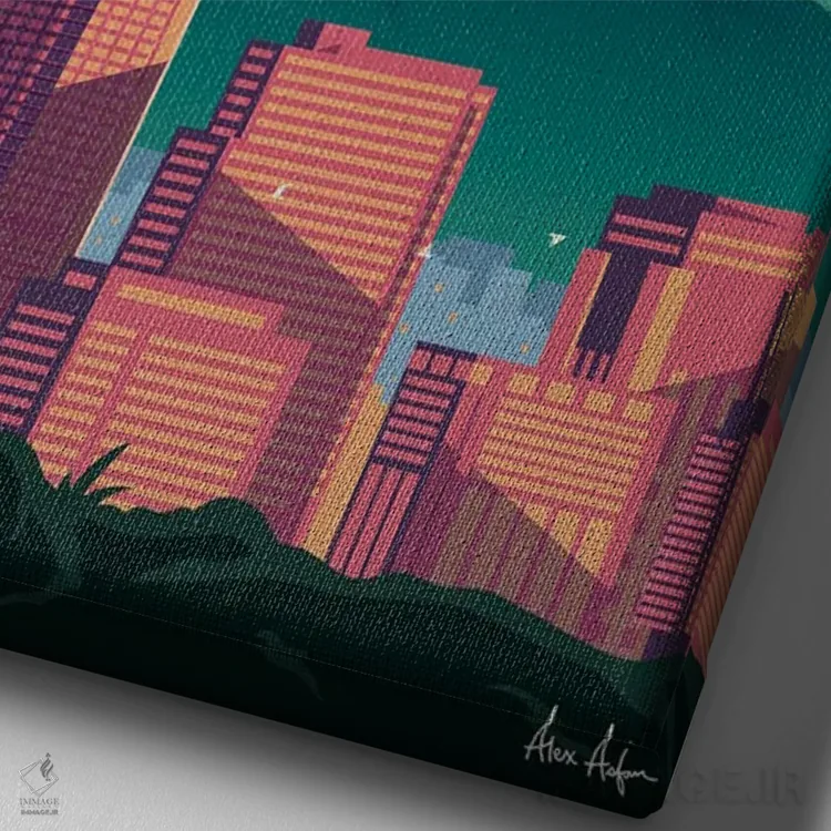 تابلو دکوراتیو پوستر سانتیاگو اثر ایدیااستورم استودیوز - نمای نزدیک بافت بوم