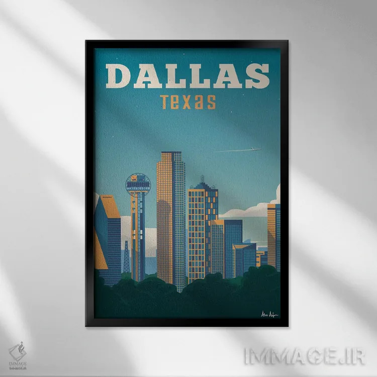 تابلو دکوراتیو دالاس اثر ایدیااستورم استودیوز - نمای قابدار مشکی