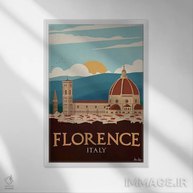 تابلو دکوراتیو فلورانس اثر ایدیااستورم استودیوز - نمای قابدار سفید