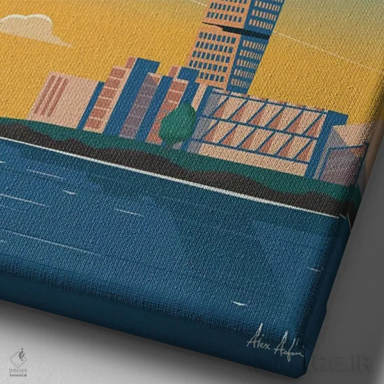 تابلو دکوراتیو مالمو اثر ایدیااستورم استودیوز - نمای نزدیک بافت بوم