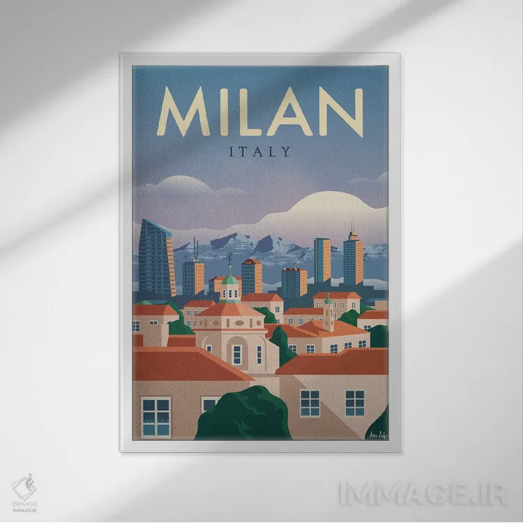 تابلو دکوراتیو میلان اثر ایدیااستورم استودیوز - نمای قابدار سفید