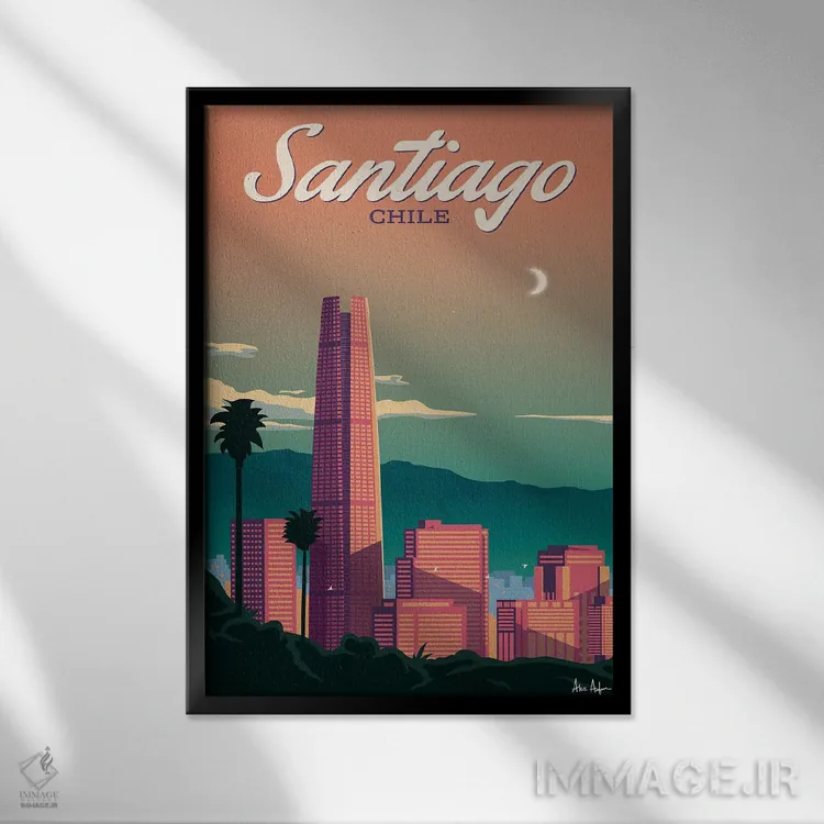 تابلو دکوراتیو پوستر سانتیاگو اثر ایدیااستورم استودیوز - نمای قابدار مشکی