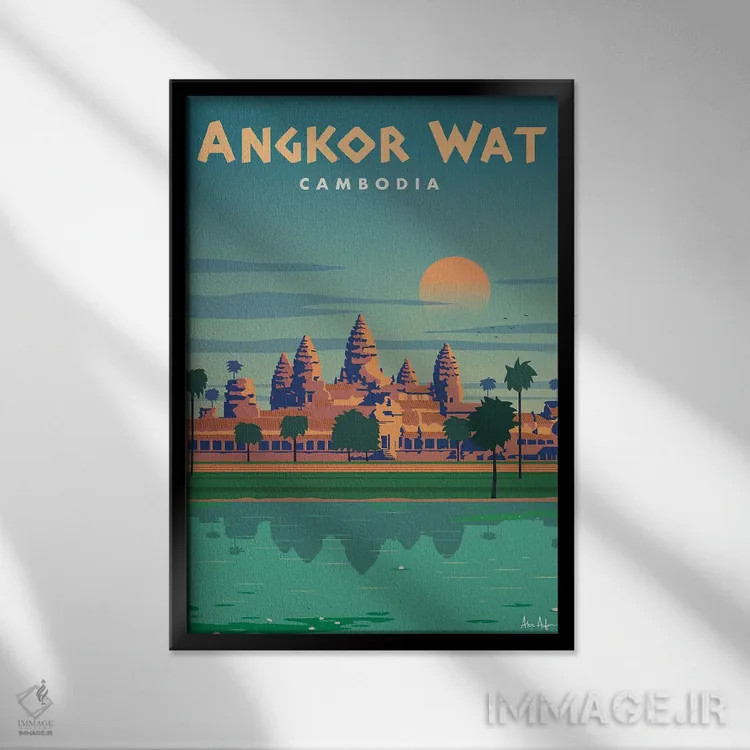 تابلو دکوراتیو آنگکور وات اثر ایدیااستورم استودیوز - نمای قابدار مشکی