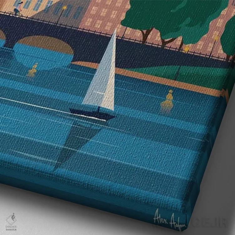 تابلو دکوراتیو هامبورگ اثر ایدیااستورم استودیوز - نمای نزدیک بافت بوم