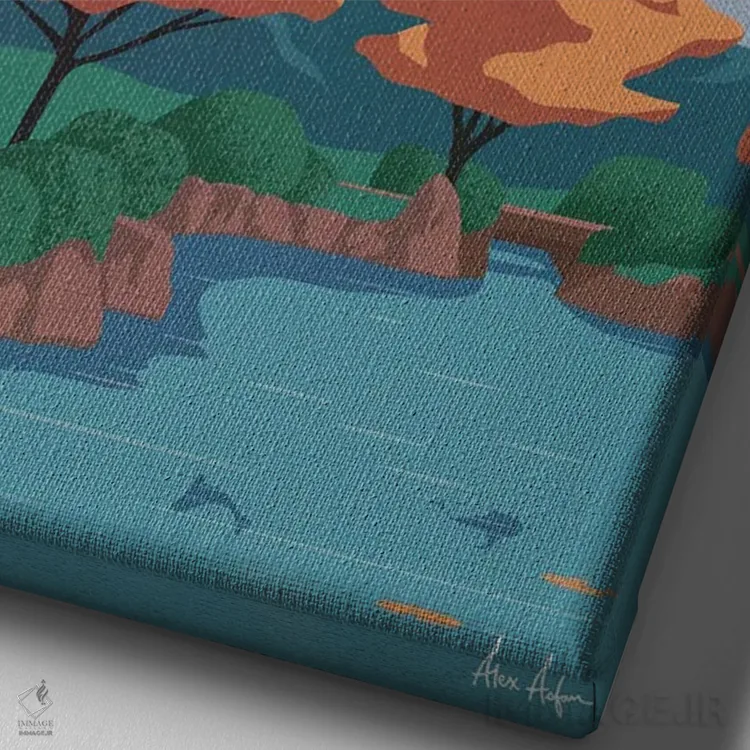 تابلو دکوراتیو کیوتو اثر ایدیااستورم استودیوز - نمای نزدیک بافت بوم