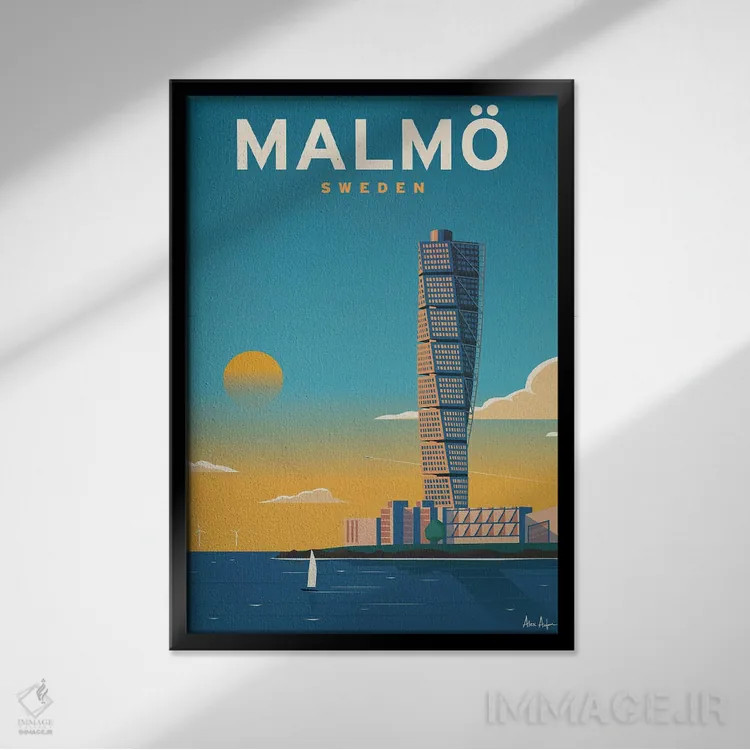 تابلو دکوراتیو مالمو اثر ایدیااستورم استودیوز - نمای قابدار مشکی