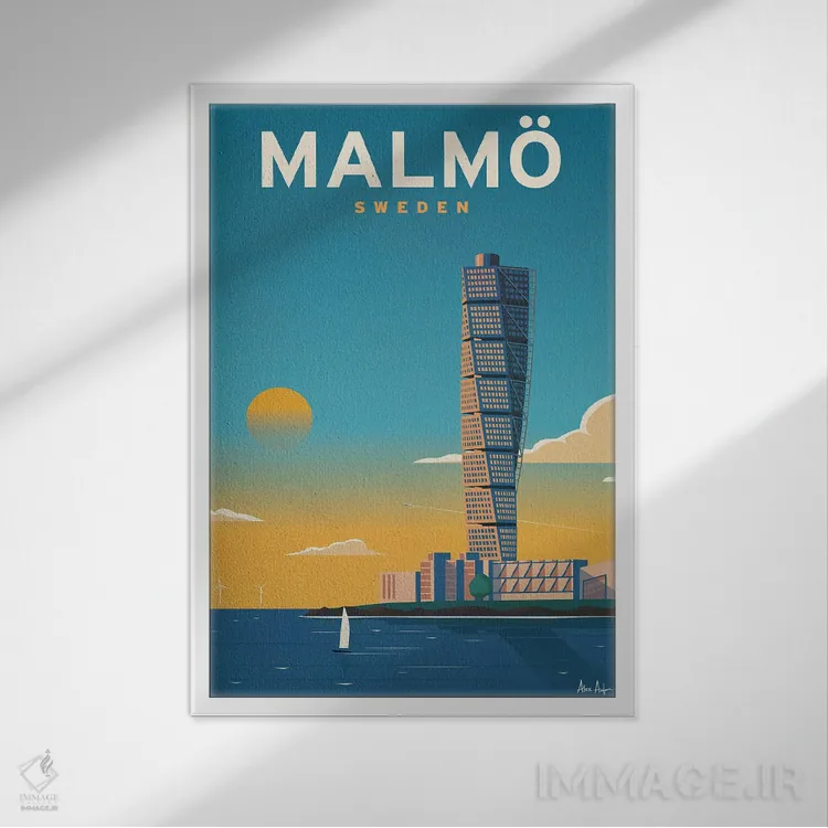 تابلو دکوراتیو مالمو اثر ایدیااستورم استودیوز - نمای قابدار سفید